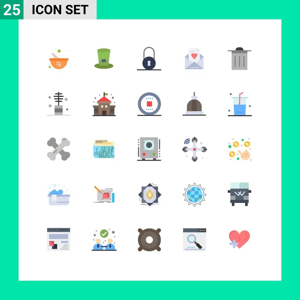 conjunto de 25 iconos de interfaz de usuario modernos símbolos signos para bloqueo de basura de belleza amor básico elementos de diseño vectorial editables vector