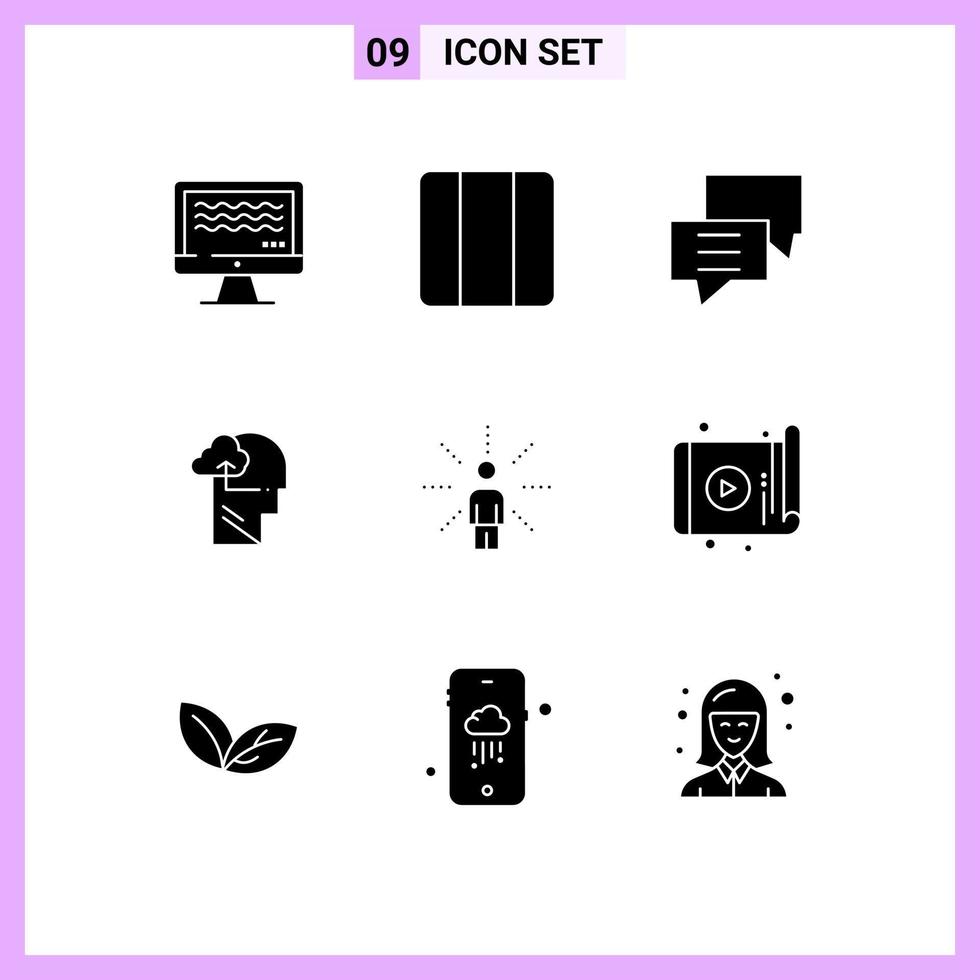 Modern Set of 9 Solid Glyphs Pictograph of awareness mind bubbles gain group Editable Vector Design Elements
