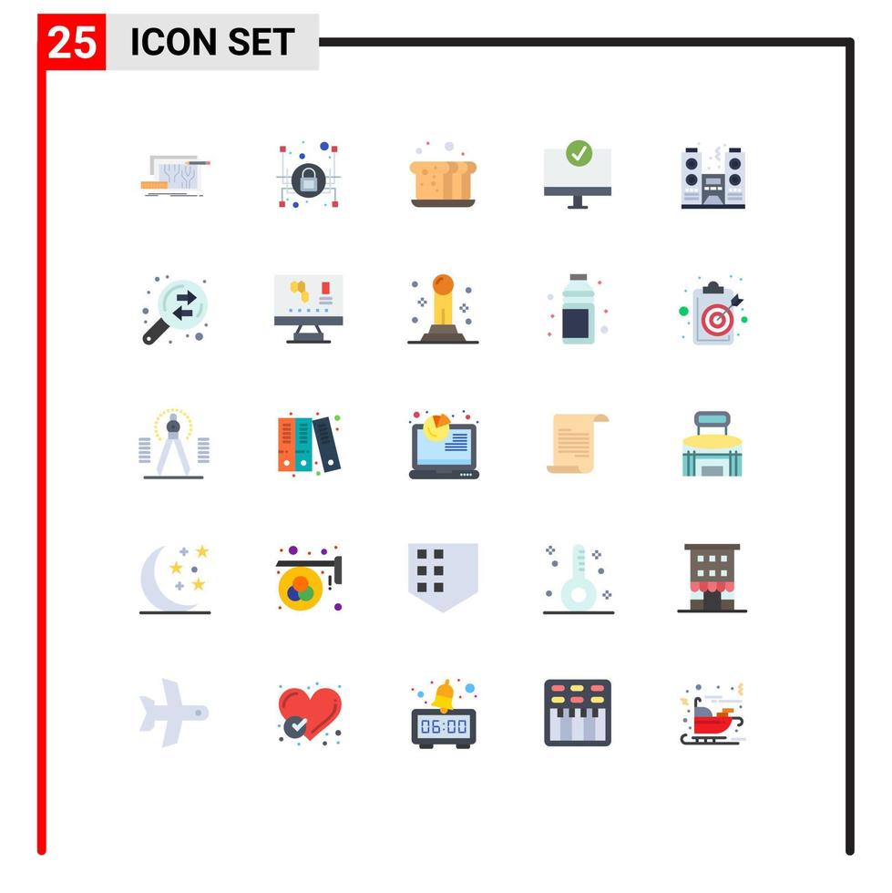 Modern Set of 25 Flat Colors Pictograph of hardware devices bakery connected meal Editable Vector Design Elements