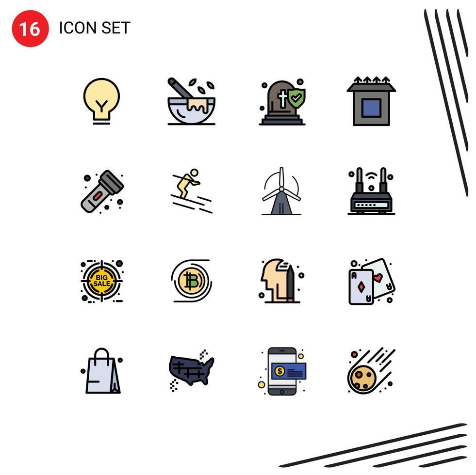 16 Creative Icons Modern Signs and Symbols of light camping church setup box Editable Creative Vector Design Elements