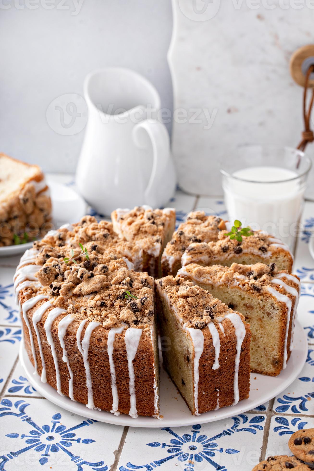 Chocolate chip cookie pound cake made in a tube pan 16212743 Stock