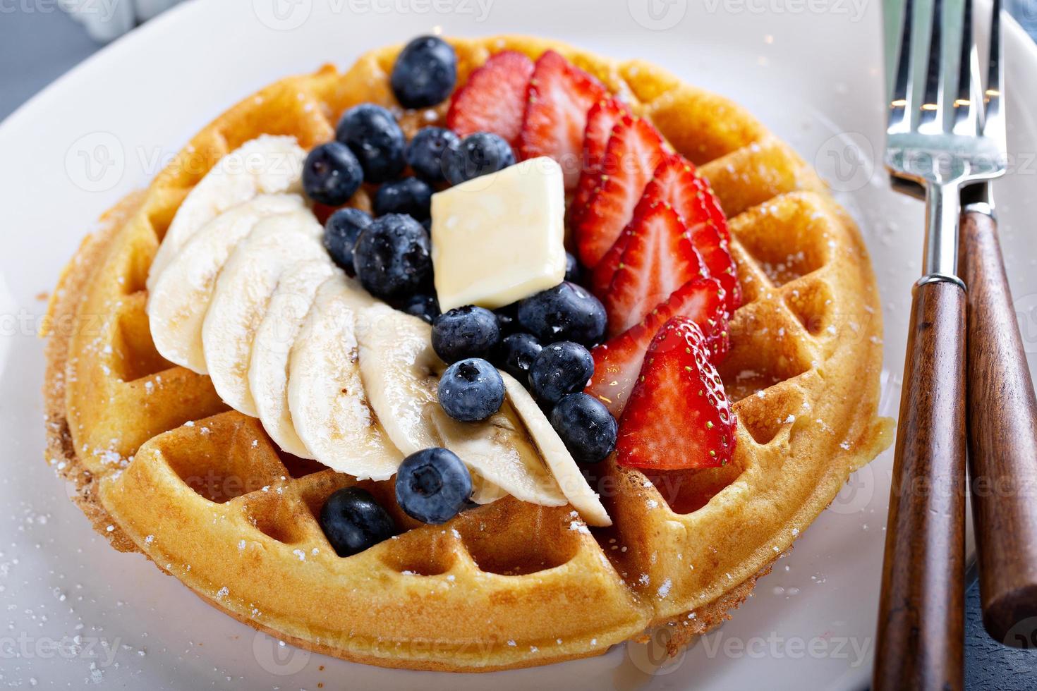 Waffle with fresh fruit photo