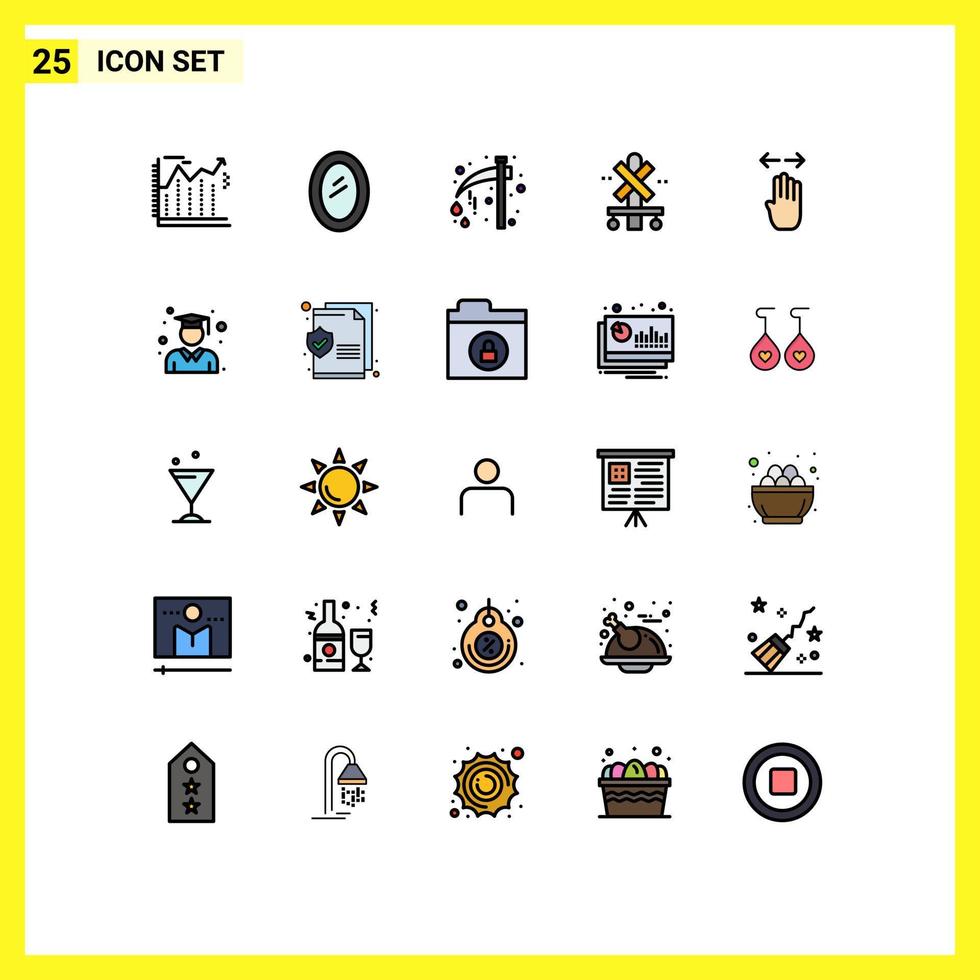 Universal Icon Symbols Group of 25 Modern Filled line Flat Colors of train sign mirror cross holiday Editable Vector Design Elements