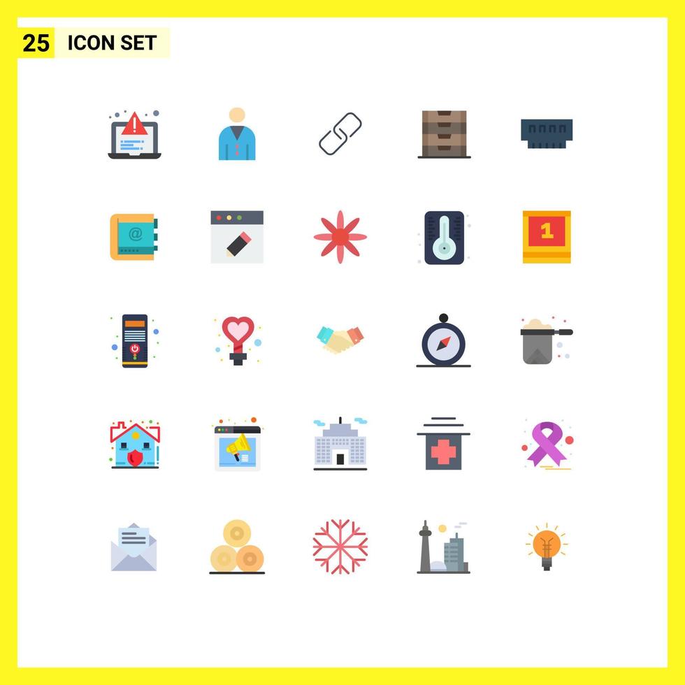 25 User Interface Flat Color Pack of modern Signs and Symbols of computers school user drawer metal Editable Vector Design Elements