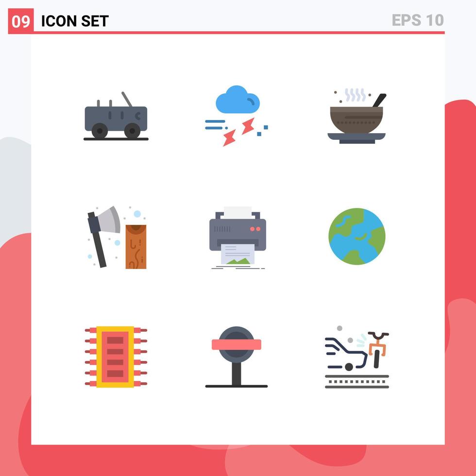 Set of 9 Modern UI Icons Symbols Signs for wood cutting soup construction qehwa Editable Vector Design Elements