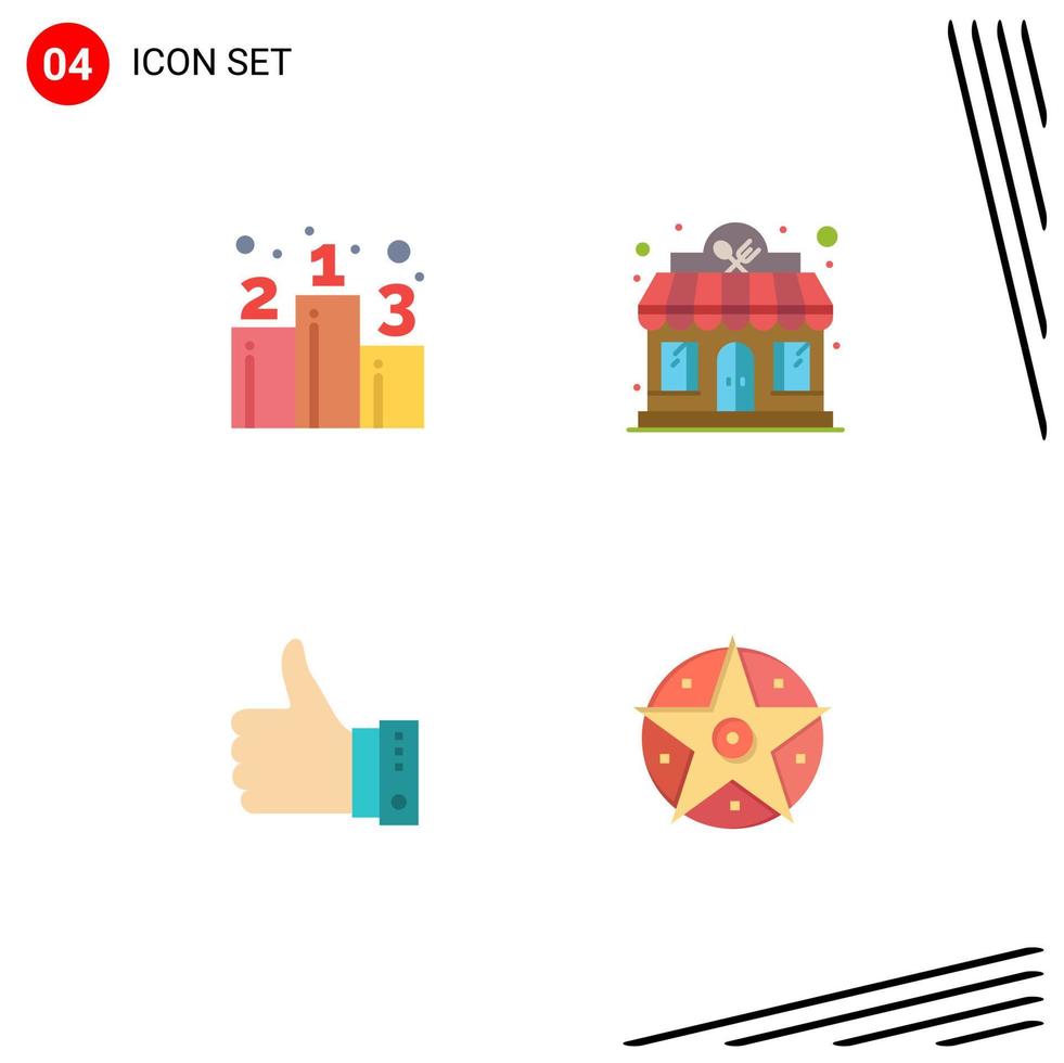 4 Flat Icon concept for Websites Mobile and Apps business finger strategy shop hand Editable Vector Design Elements