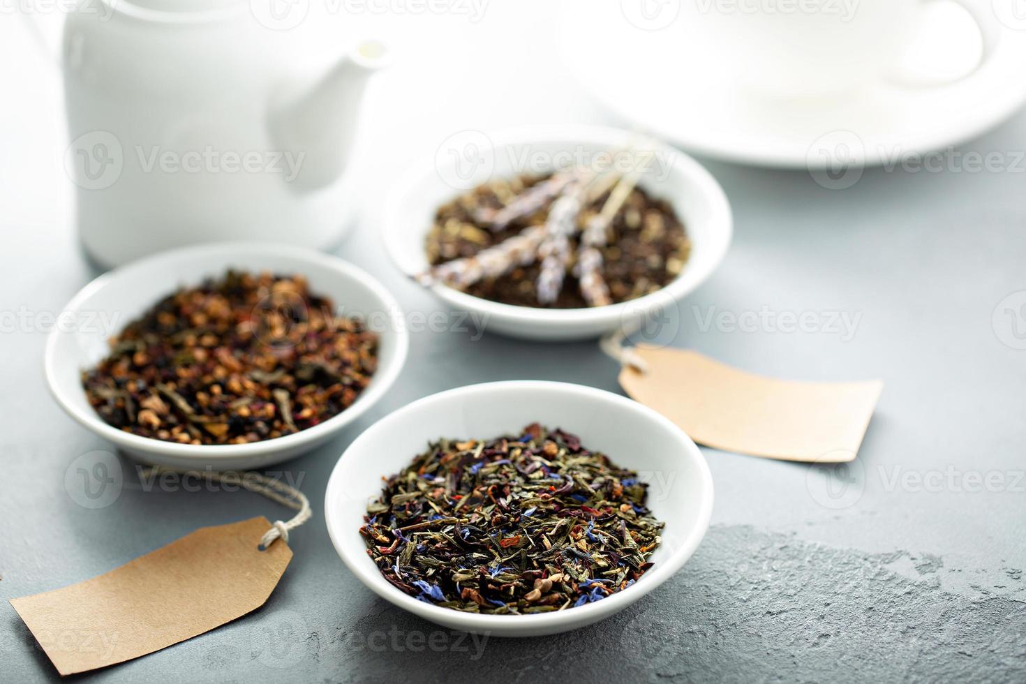 Assorted variety of loose leaf teas photo