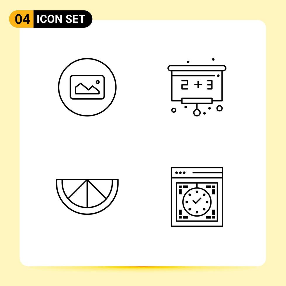 Editable Vector Line Pack of 4 Simple Filledline Flat Colors of image computer ui board device Editable Vector Design Elements