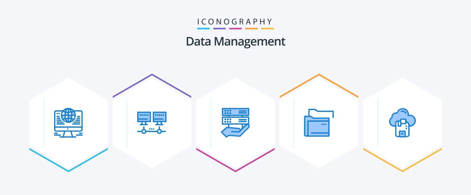 Data Management 25 Blue icon pack including sd. cloud. hand. network. folder vector