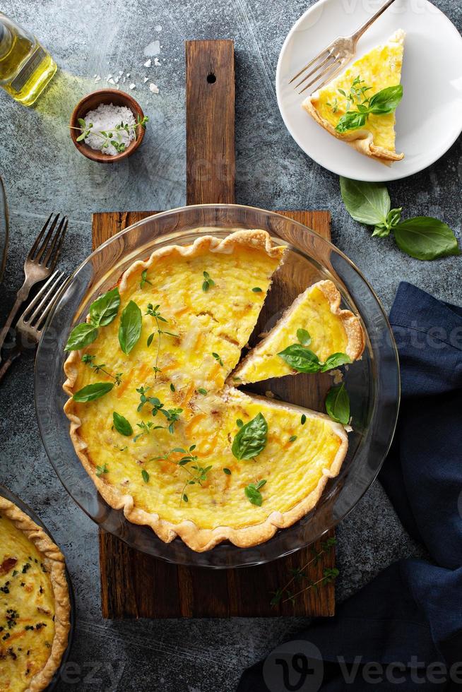 Quiche Lorraine with ham and cheese photo