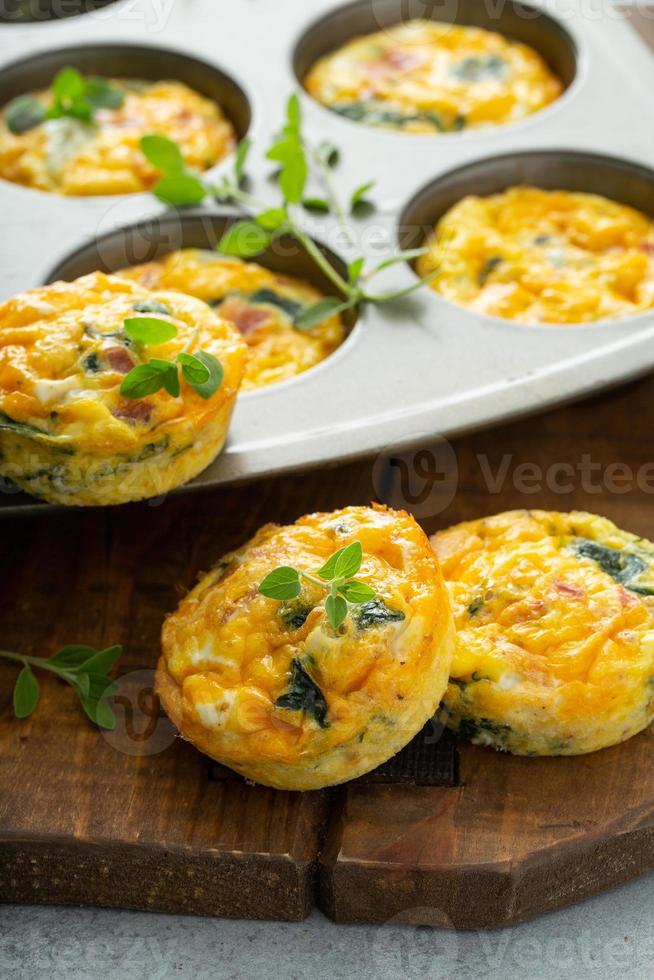 Healthy spinach and bacon low carb egg muffins photo