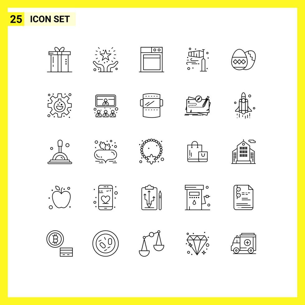 Pack of 25 Modern Lines Signs and Symbols for Web Print Media such as storm flow hands support direction Editable Vector Design Elements