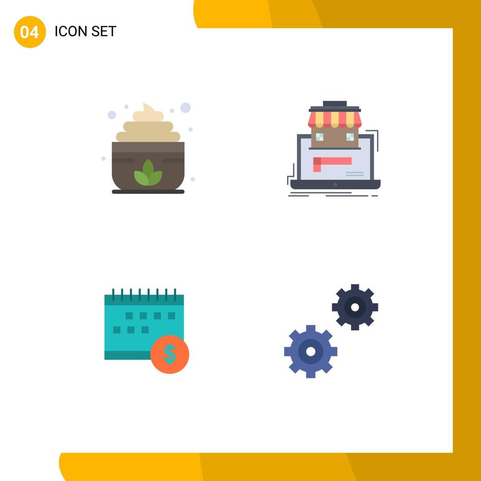 4 Flat Icon concept for Websites Mobile and Apps sauna banking business data money Editable Vector Design Elements
