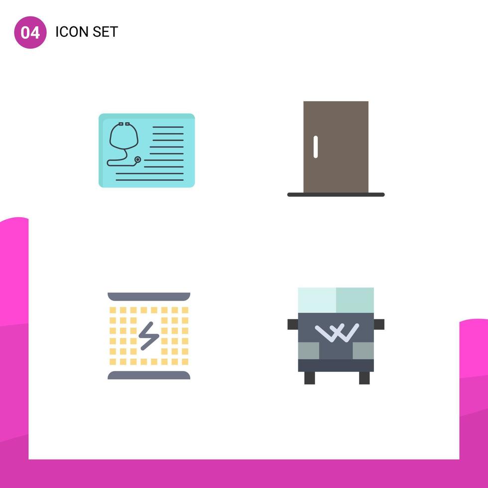 Set of 4 Modern UI Icons Symbols Signs for stethoscope charge healthcare furniture electricity Editable Vector Design Elements
