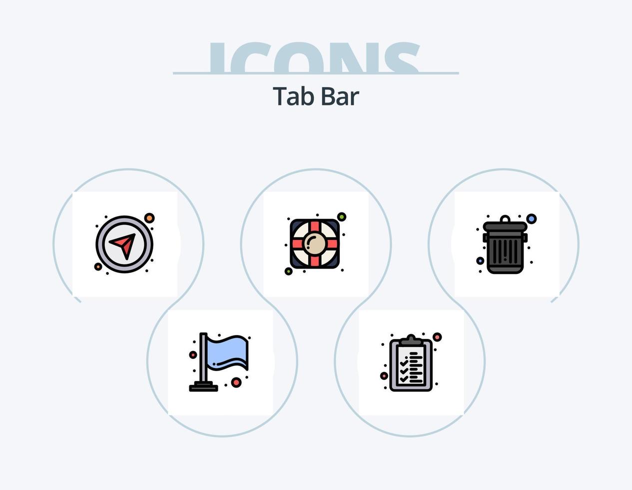Tab Bar Line Filled Icon Pack 5 Icon Design. . watch. food. time. gear vector