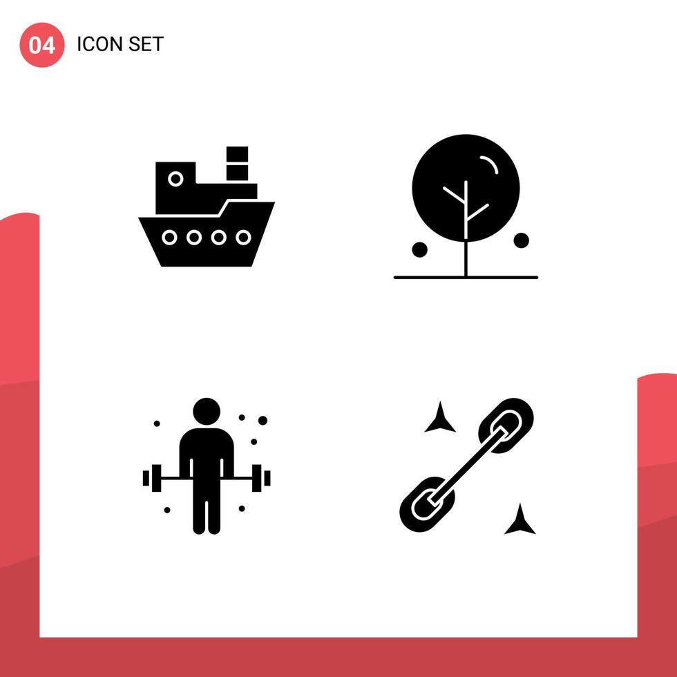 Set of Commercial Solid Glyphs pack for ship exercise vessel lotus weightlifting Editable Vector Design Elements