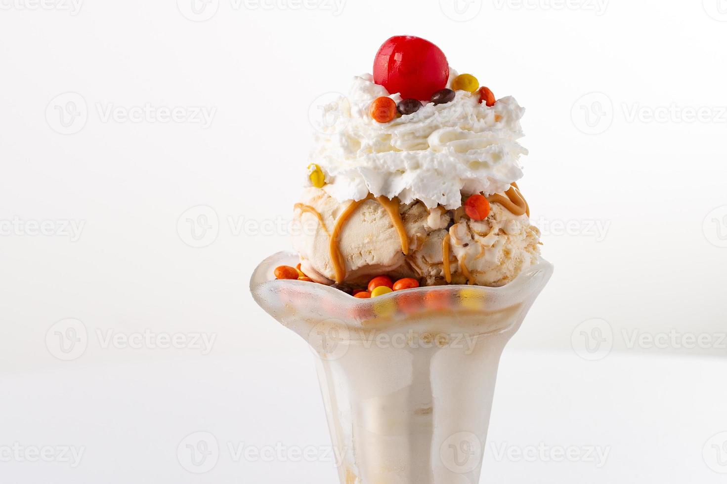 Peanut butter ice cream sundae photo