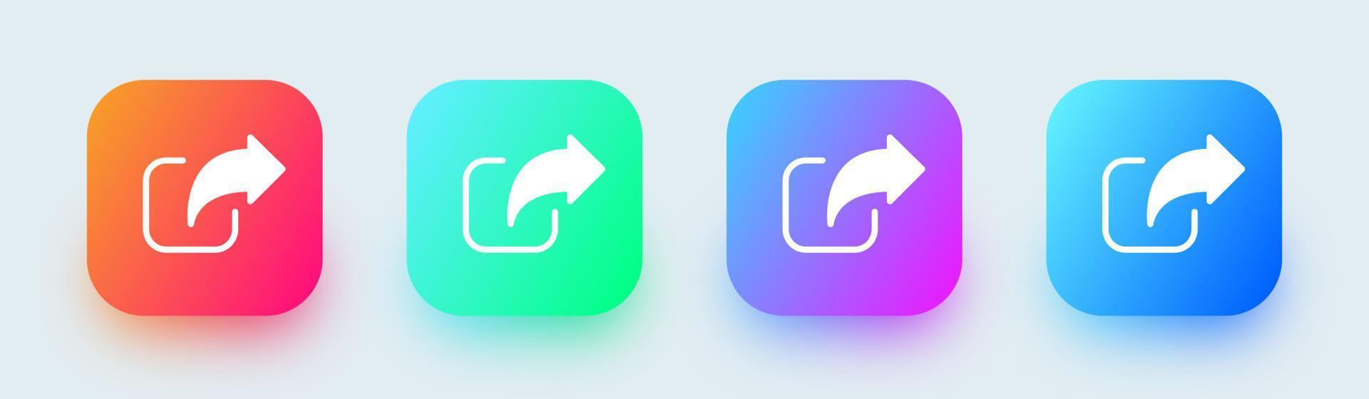 Share solid icon in square gradient colors. Link signs vector illustration.