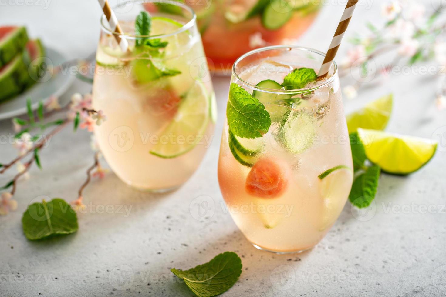 sangría de sandía y pepino al vino blanco foto