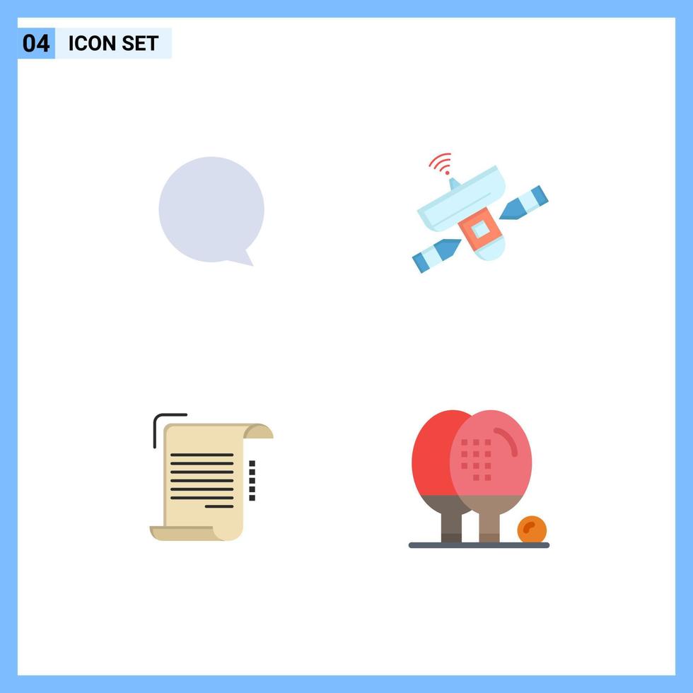 Group of 4 Modern Flat Icons Set for chat report satellite space paper Editable Vector Design Elements