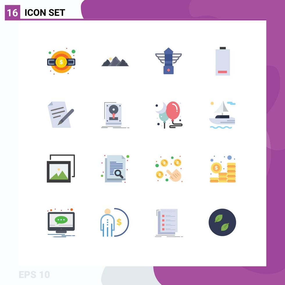 Group of 16 Modern Flat Colors Set for low electricity sun electric canada Editable Pack of Creative Vector Design Elements