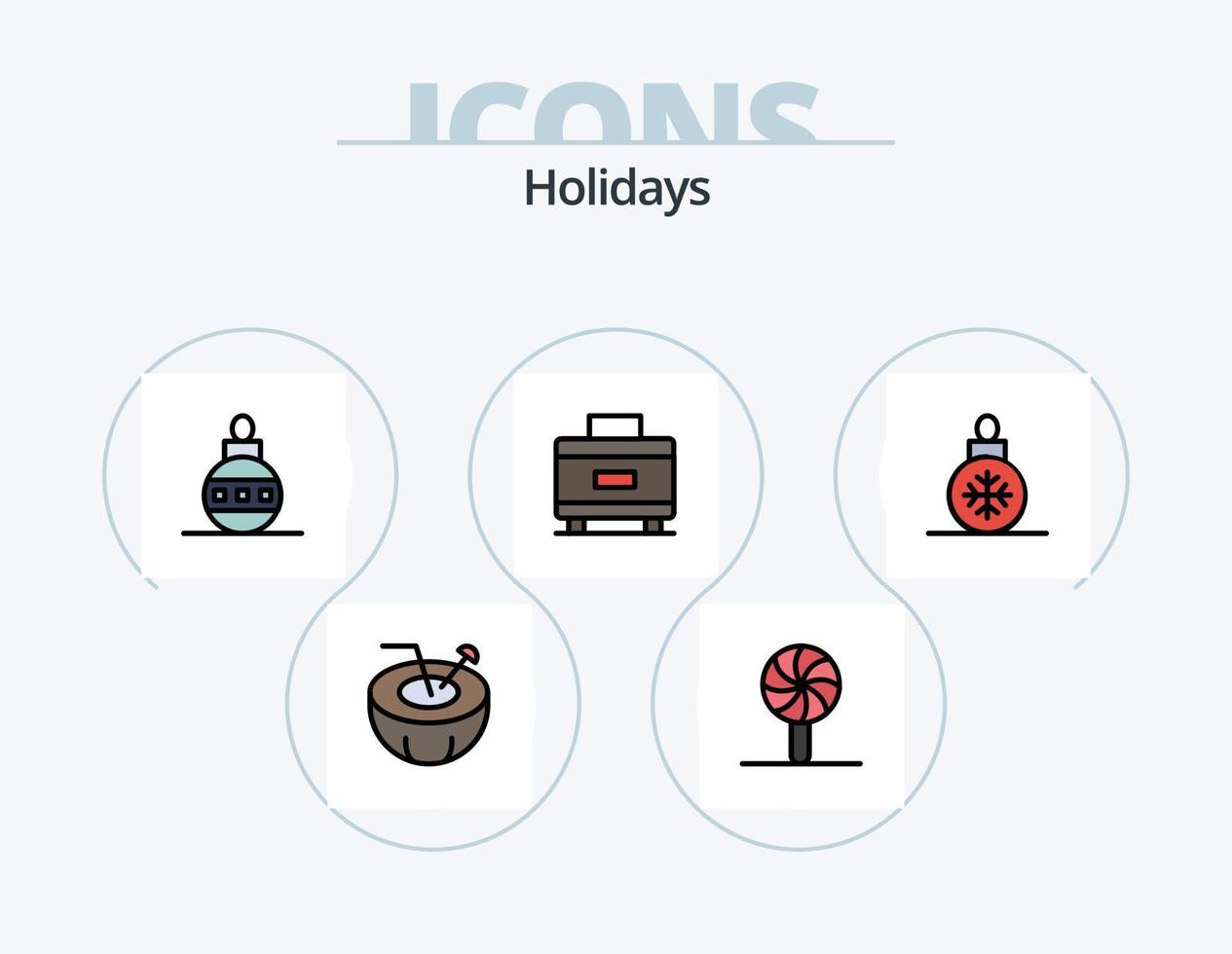 Holidays Line Filled Icon Pack 5 Icon Design. vacation. holiday. christmas. gondola. rings vector