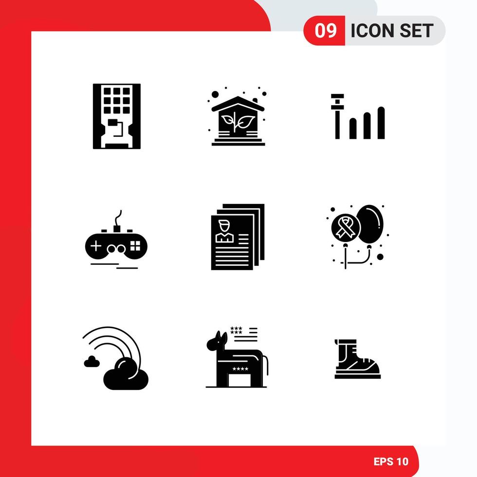 Stock Vector Icon Pack of 9 Line Signs and Symbols for file account property gamepad wireless Editable Vector Design Elements