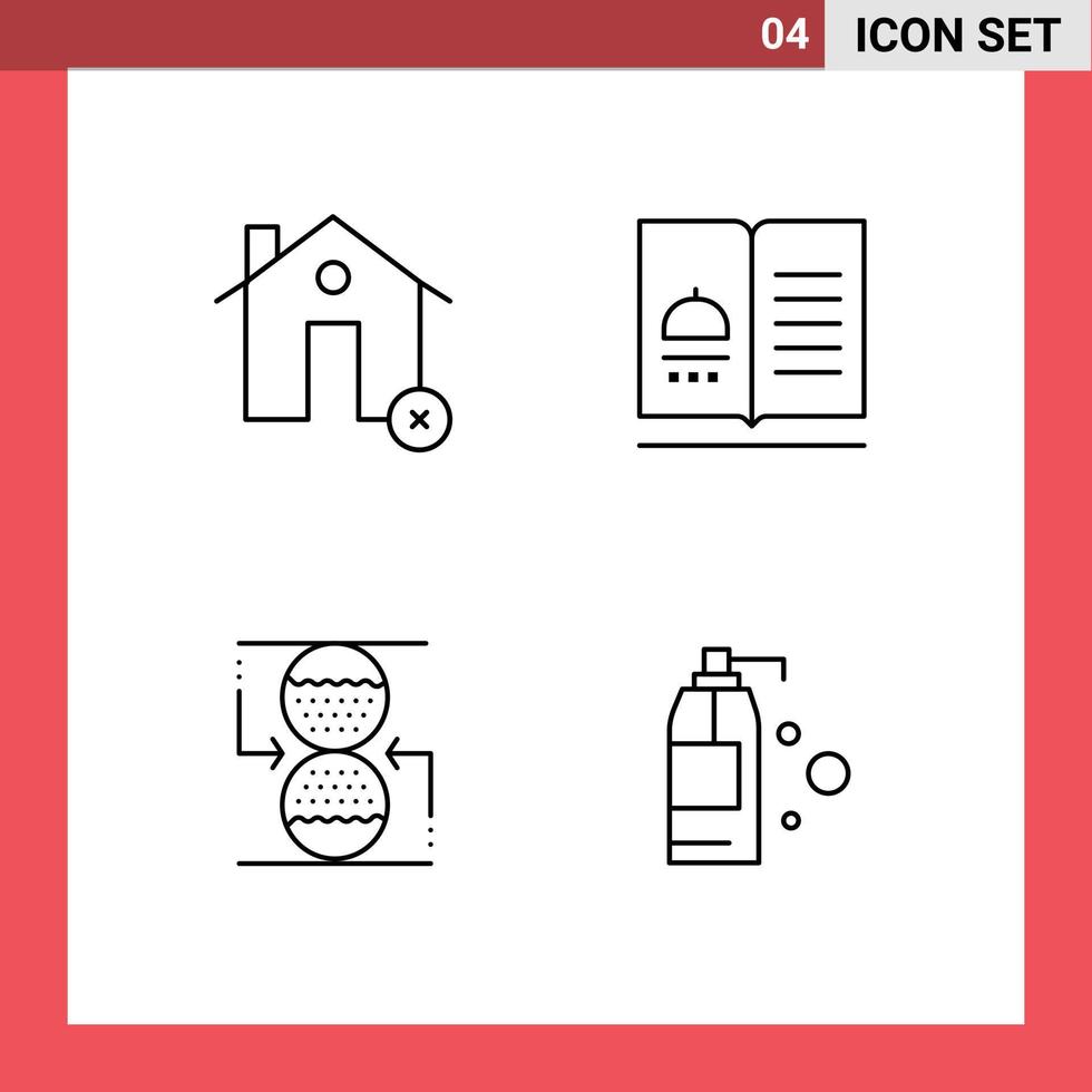 Line Pack of 4 Universal Symbols of buildings thanksgiving estate food control Editable Vector Design Elements