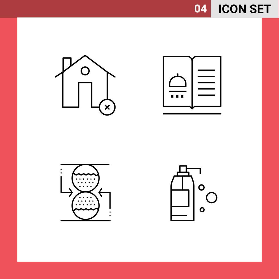 paquete de línea de 4 símbolos universales de edificios elementos de diseño de vectores editables de control de alimentos de finca de acción de gracias