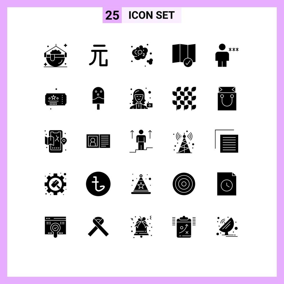 25 Universal Solid Glyphs Set for Web and Mobile Applications human block carbon dioxide avatar location Editable Vector Design Elements