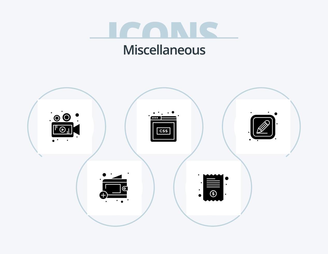 Miscellaneous Glyph Icon Pack 5 Icon Design. pen. coding. camera. web. code vector