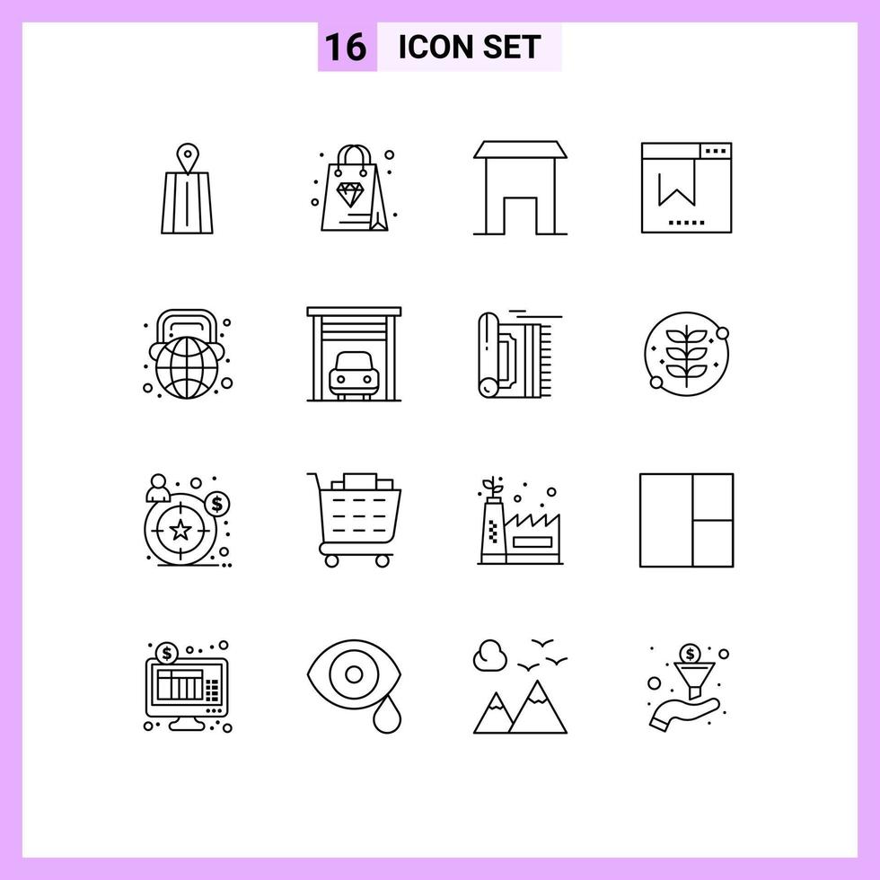 Modern Set of 16 Outlines and symbols such as world globe marketplace education seo Editable Vector Design Elements