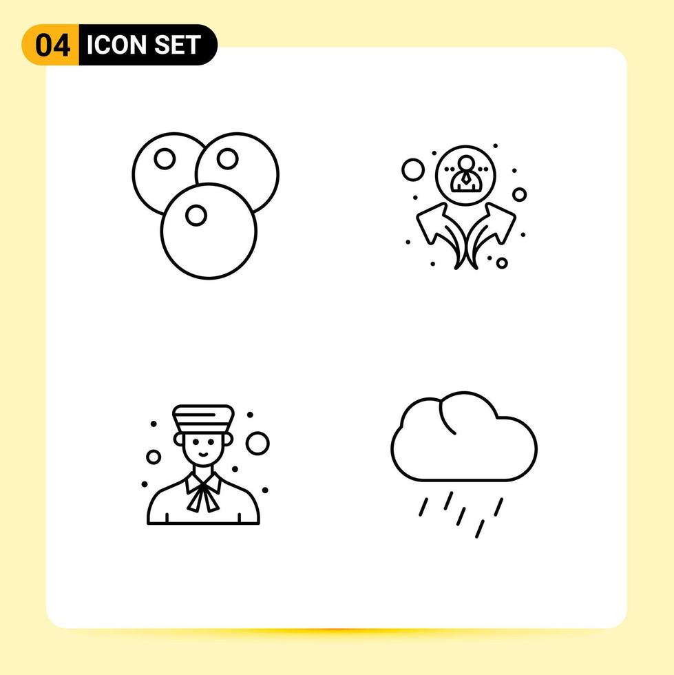 Line Pack of 4 Universal Symbols of cherry people group avatar nature Editable Vector Design Elements