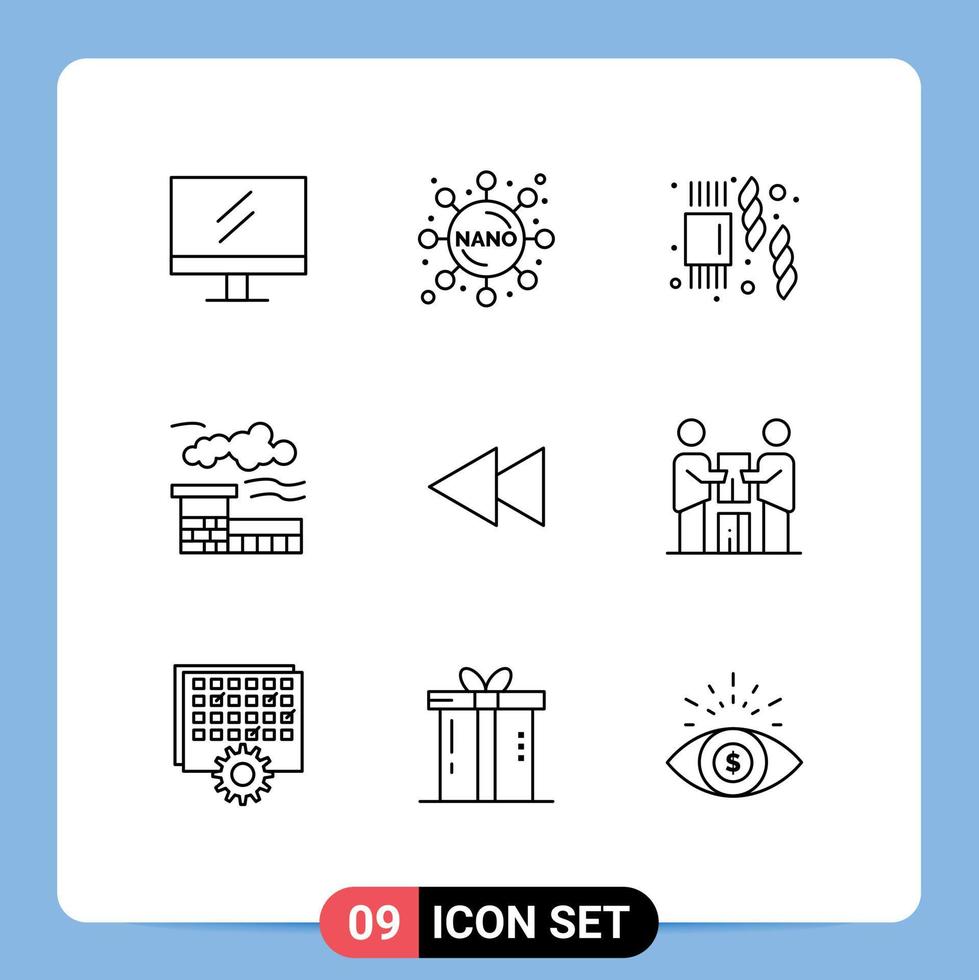 Modern Set of 9 Outlines and symbols such as cooperation rewind pasta reverse arrow Editable Vector Design Elements
