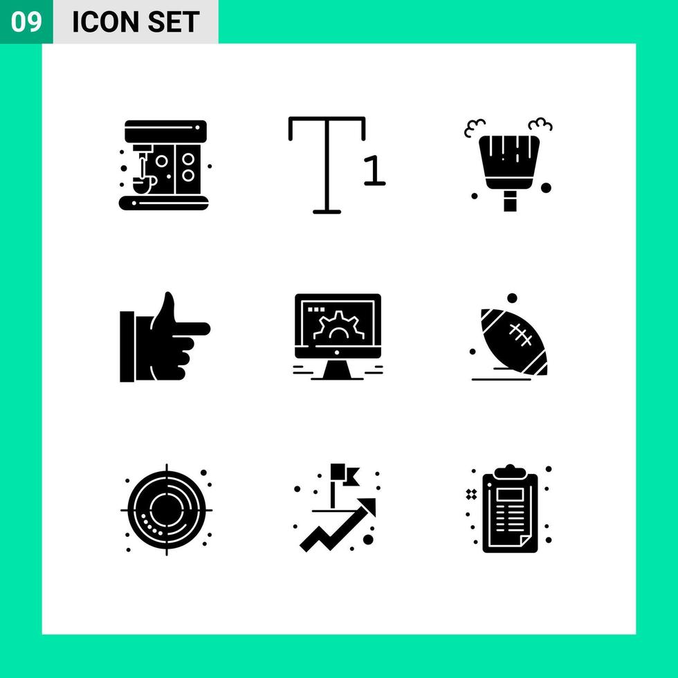 conjunto moderno de 9 pictogramas de glifos sólidos de elementos de diseño de vectores editables en línea del mercado social hecho en la web de bolas
