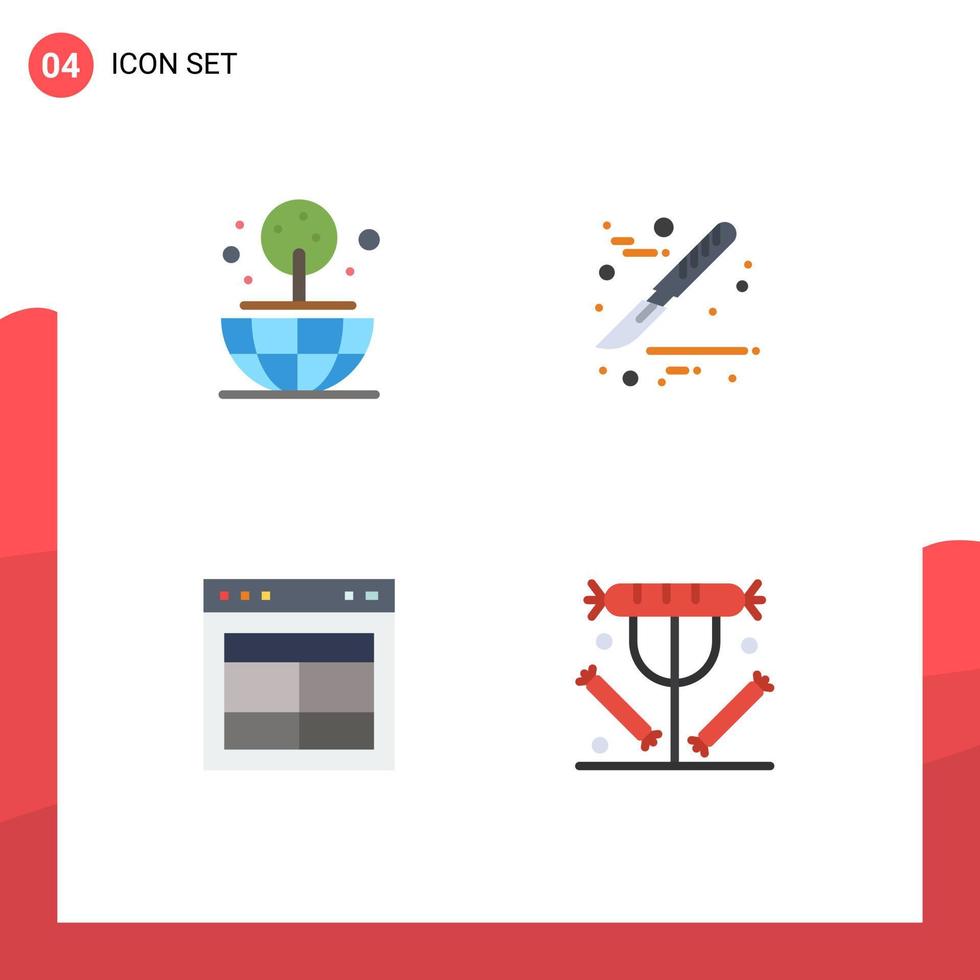 4 Universal Flat Icon Signs Symbols of earth text medical divide breakfast Editable Vector Design Elements