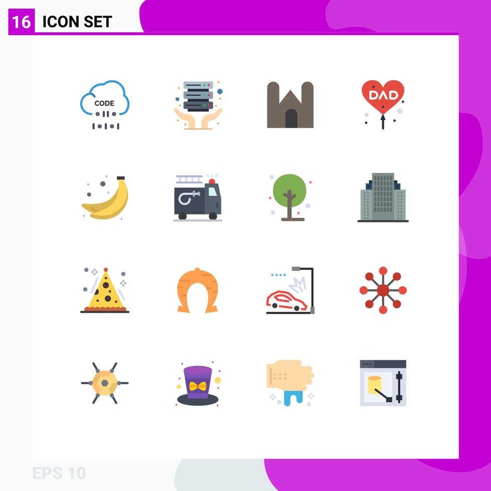 16 Thematic Vector Flat Colors and Editable Symbols of love father castle dad medieval Editable Pack of Creative Vector Design Elements