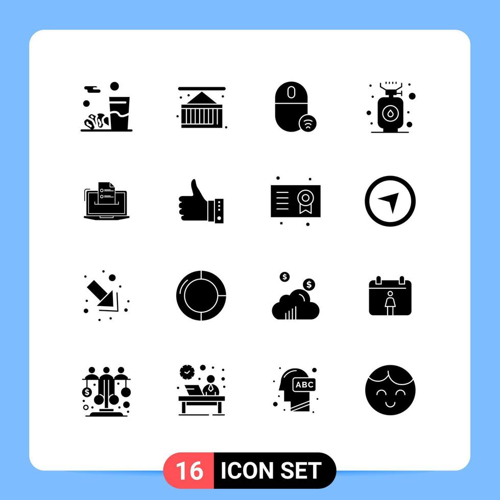 Editable Vector Line Pack of 16 Simple Solid Glyphs of features gas computers cook mouse Editable Vector Design Elements