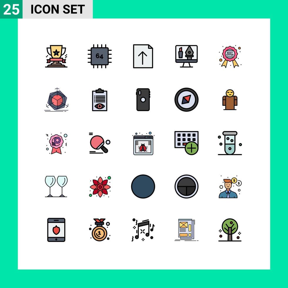 25 User Interface Filled line Flat Color Pack of modern Signs and Symbols of award crop gadget editing upload Editable Vector Design Elements
