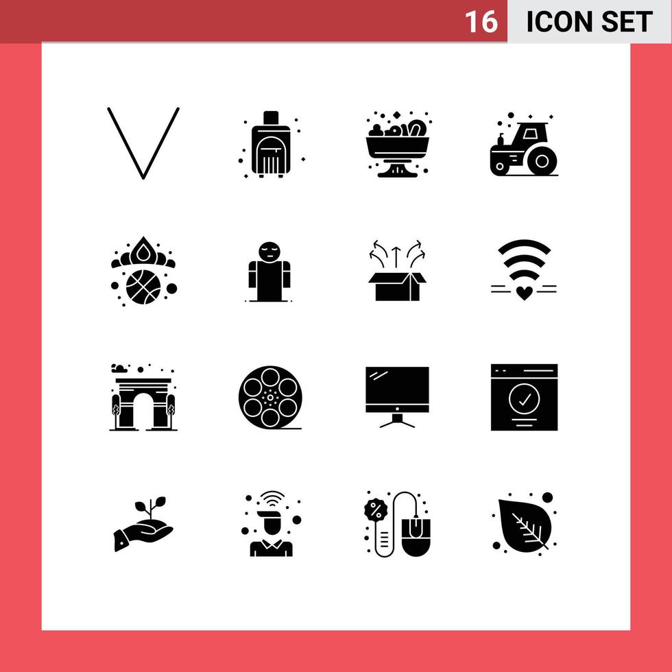paquete de iconos de vectores de stock de 16 signos y símbolos de línea para elementos de diseño de vectores editables de agricultura de corona de comida de diadema ganadora