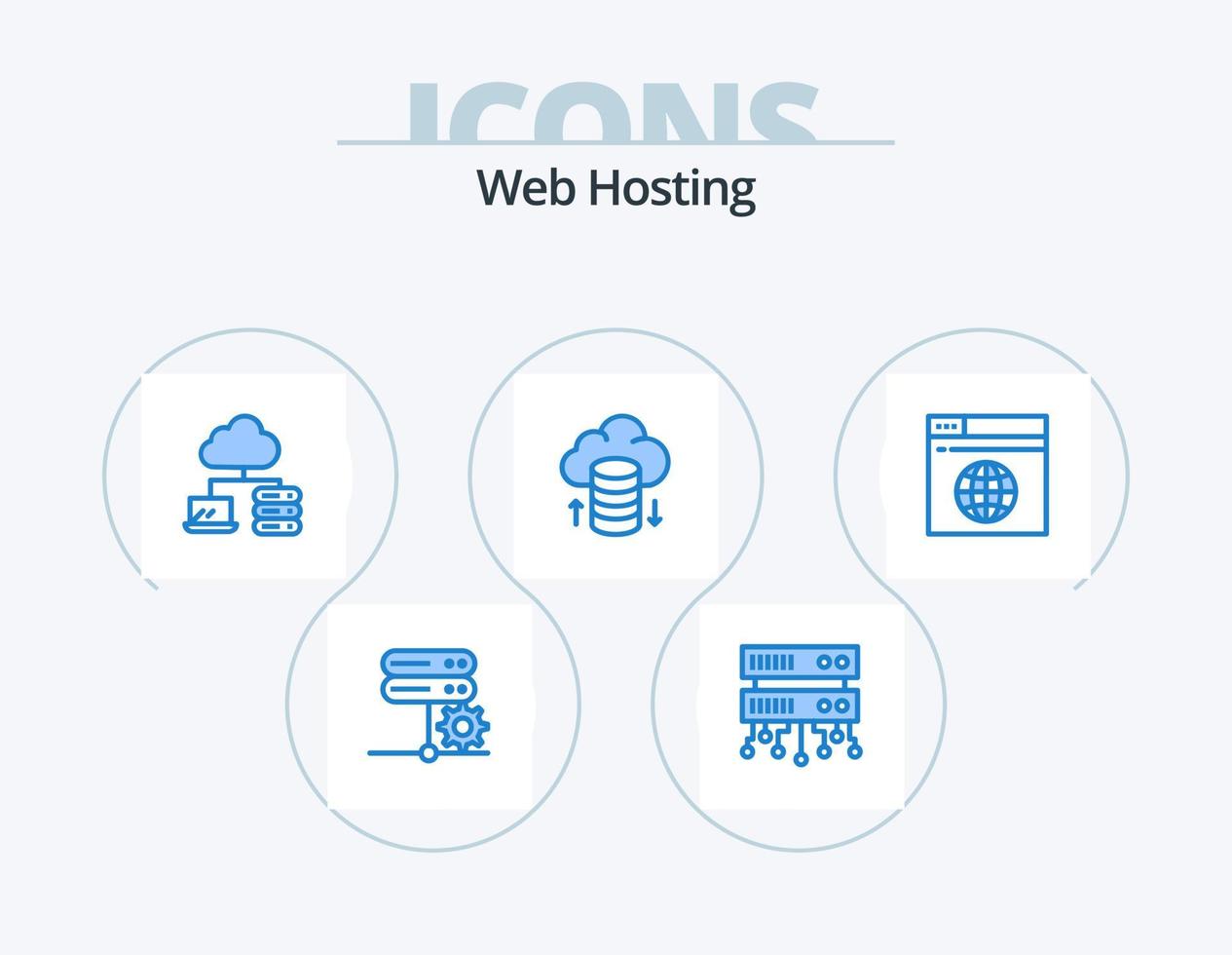Web Hosting Blue Icon Pack 5 Icon Design. . server. network. network. hosting network vector