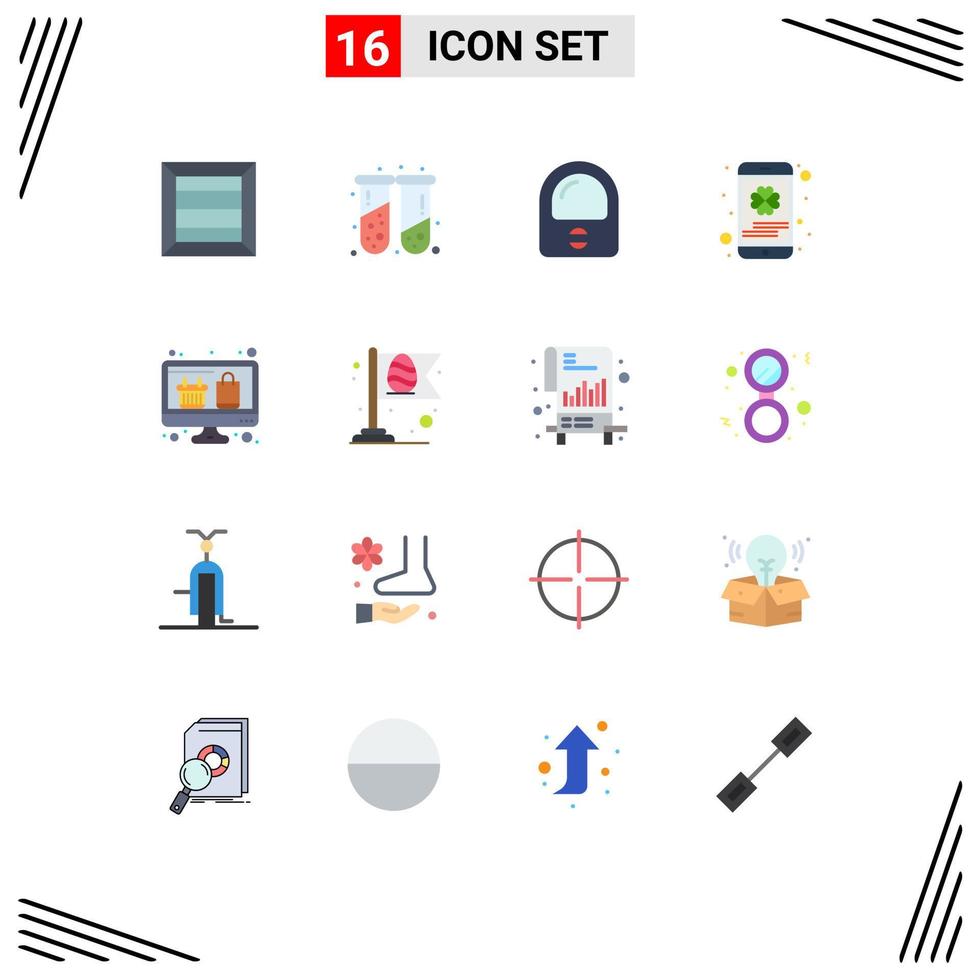 16 Flat Color concept for Websites Mobile and Apps online shopping display helmet computer phone Editable Pack of Creative Vector Design Elements