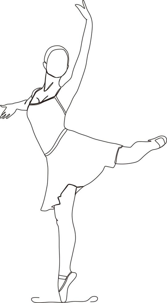 continuous line of beautiful women in the art of ballet dance vector