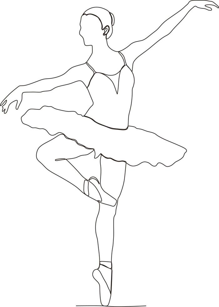 continuous line of beautiful women in the art of ballet dance vector