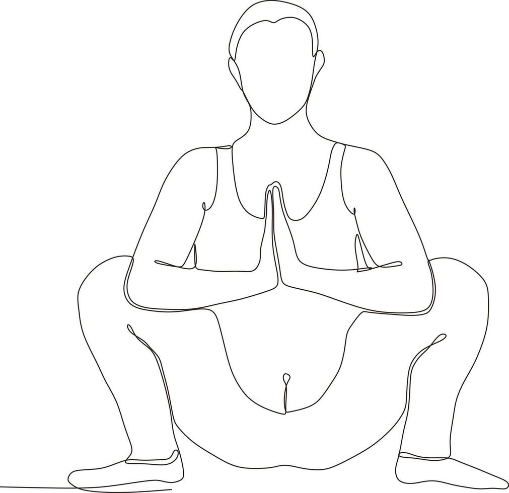 continuous line of beautiful pregnant woman in yoga pose vector