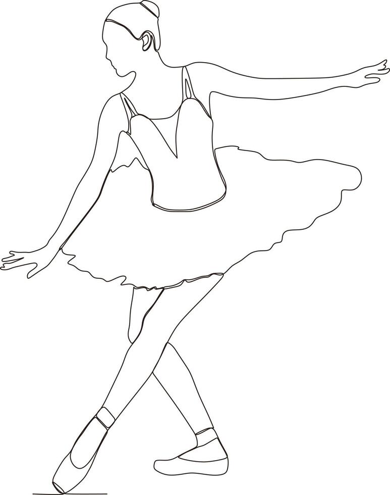 continuous line of beautiful women in the art of ballet dance vector