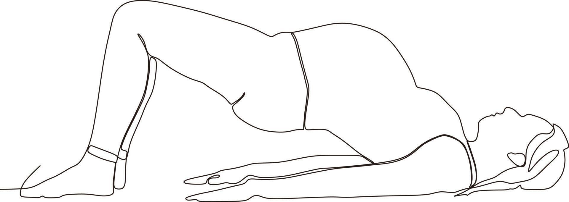 continuous line of beautiful pregnant woman in yoga pose vector