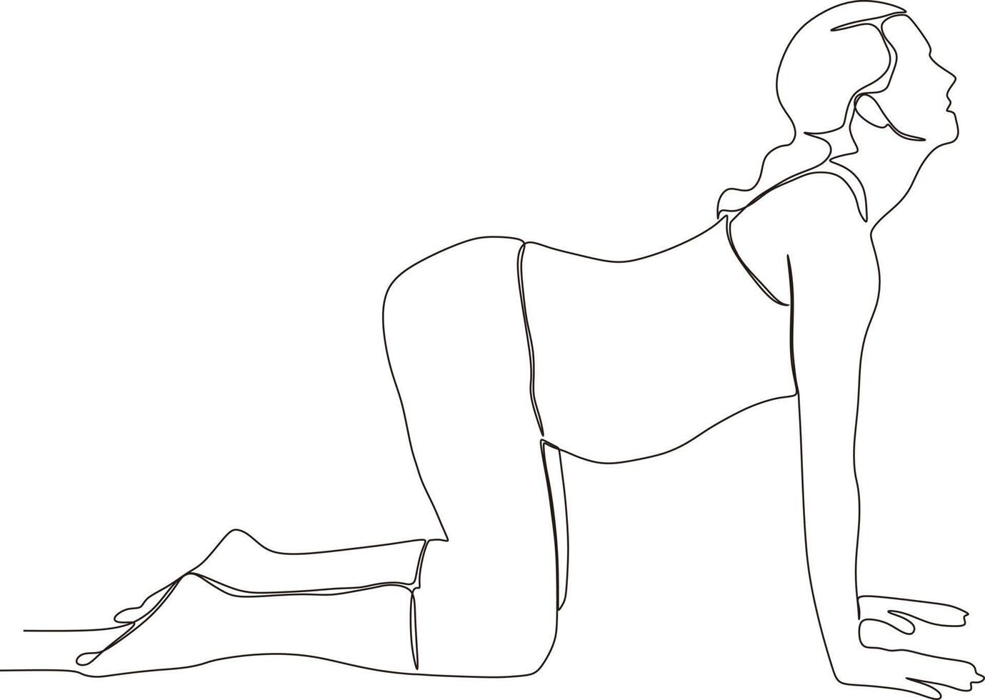 continuous line of beautiful pregnant woman in yoga pose vector