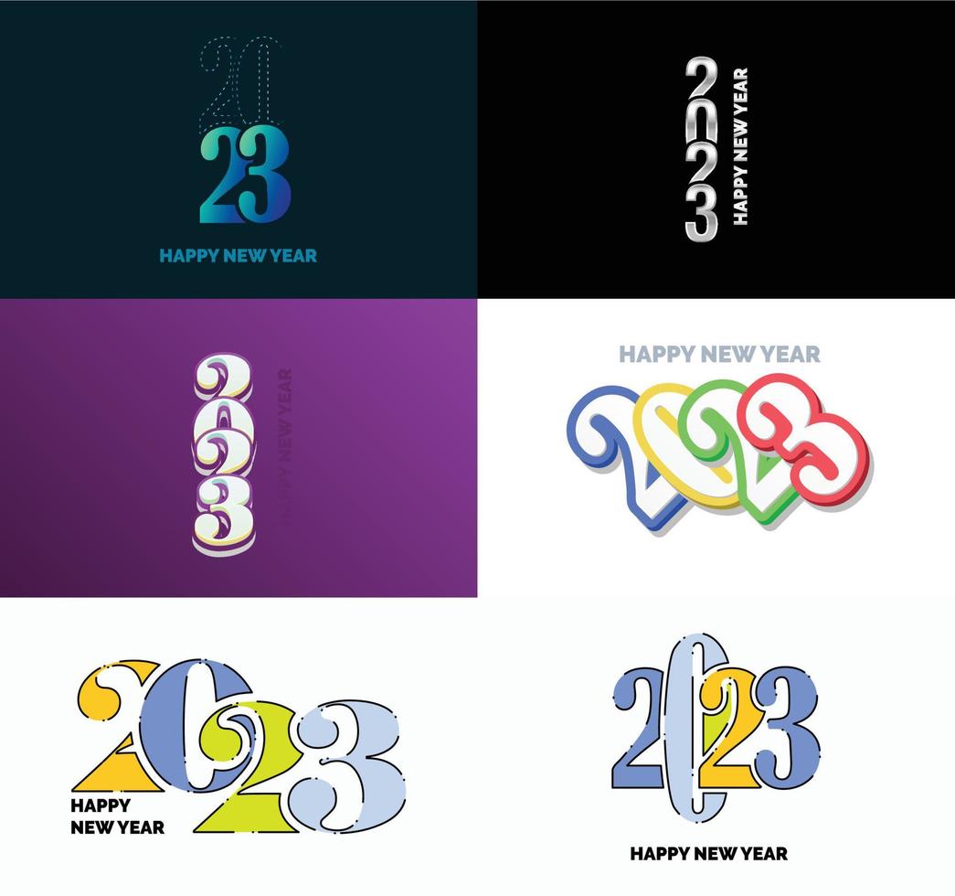 Big Collection of 2023 Happy New Year symbols Cover of business diary for 2023 with wishes vector