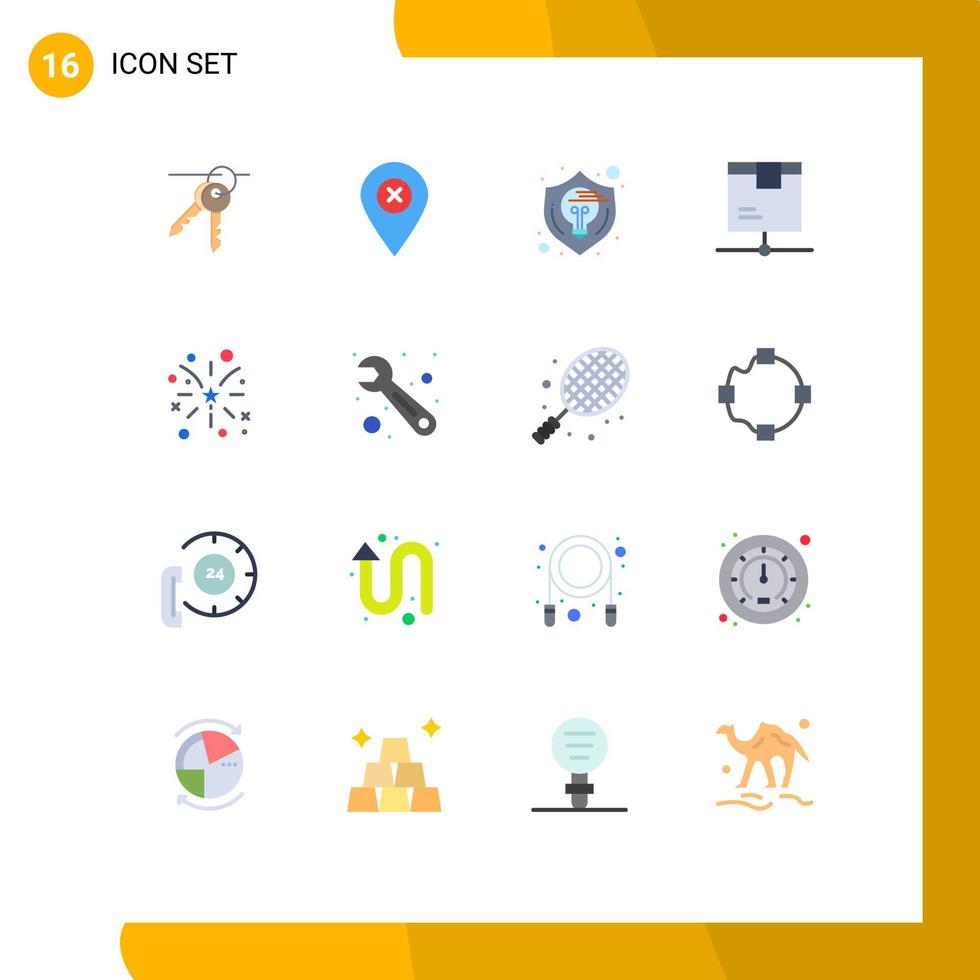 Paquete de 16 colores planos de interfaz de usuario de signos y símbolos modernos de la red de envío pensamiento logístico creativo paquete editable de elementos de diseño de vectores creativos